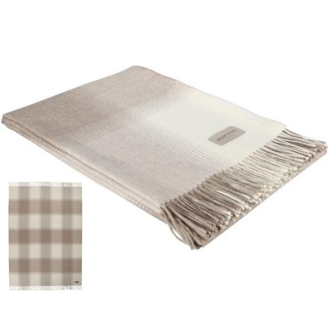 CRIA Alpakadecke aus Baby-Alpaka in Karo-Design mit Fransen Farbe casha