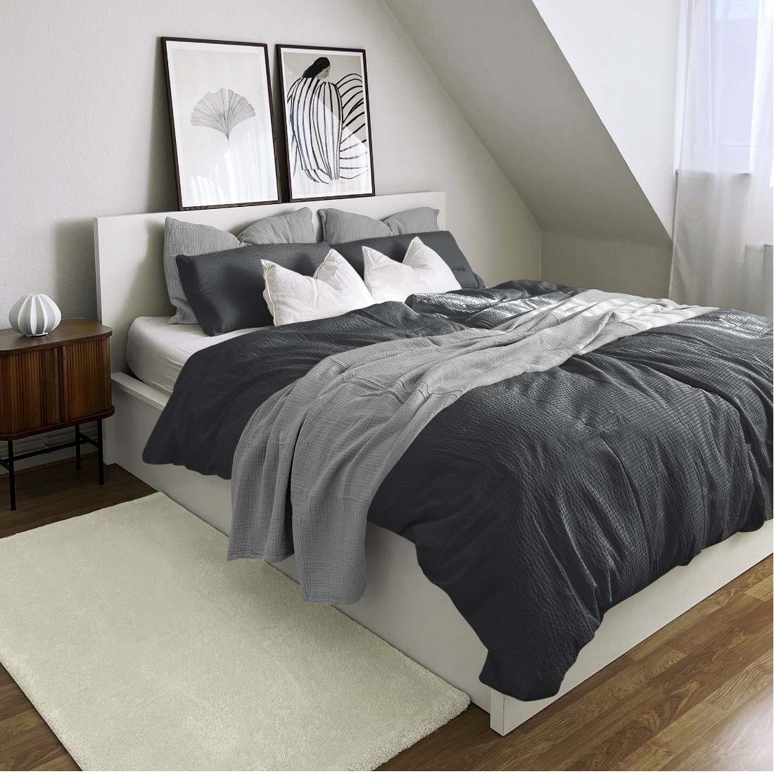 Seersucker Bettwäsche unifarben von Bierbaum