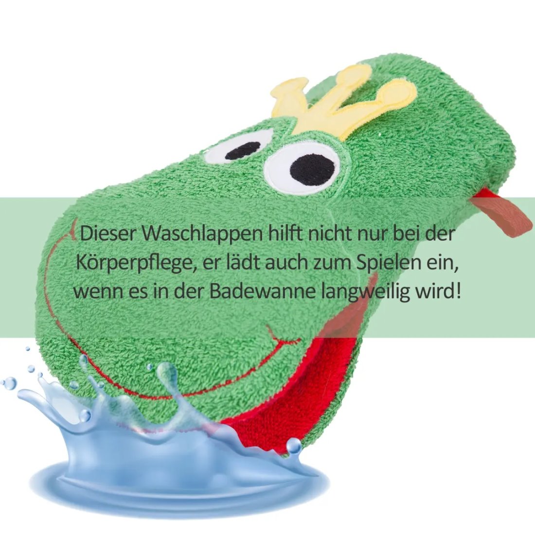 Waschhandschuh Froschkönig von Smithy – mit praktischer Schlaufe zum Aufhängen im Bad