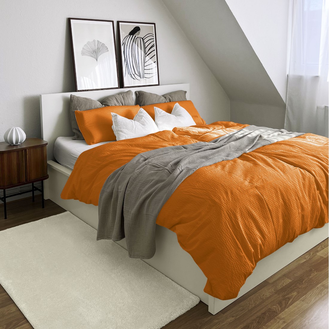 Seersucker Bettwäsche unifarben von Bierbaum