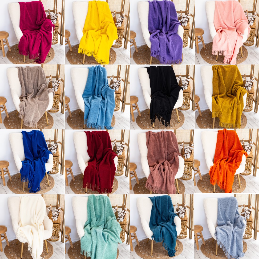 Bouclé-Wohndecke in vielen Farben