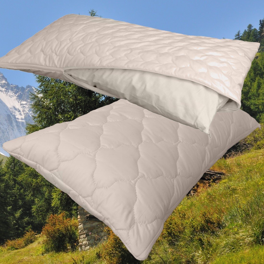 Schafschurwolle Zirbe Kopfkissen FLOCKE plus