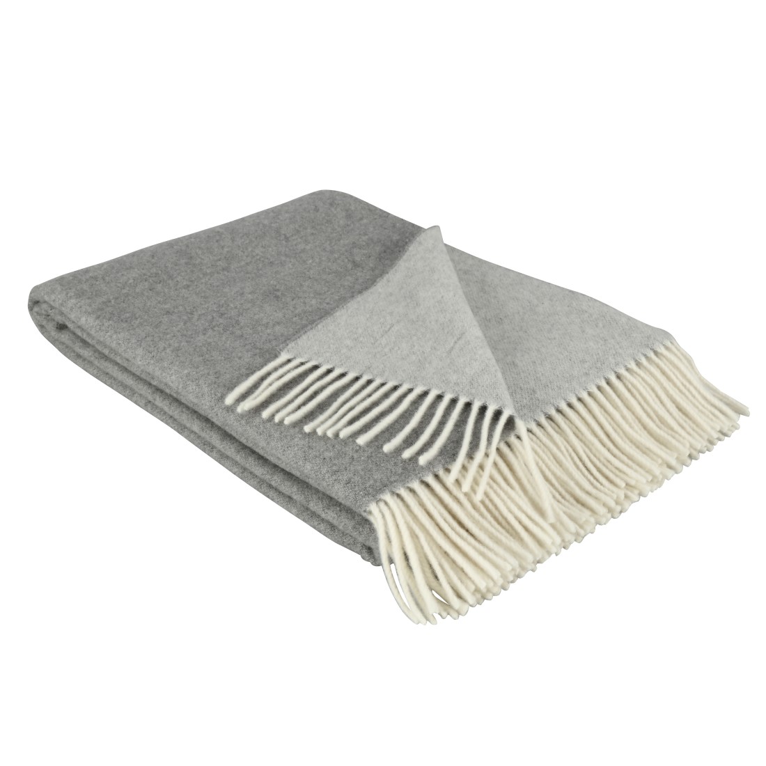 VERONA Wolldecke von Eskimo – Doubleface-Wendedecke mit eleganter Zweifarbigkeit in perla