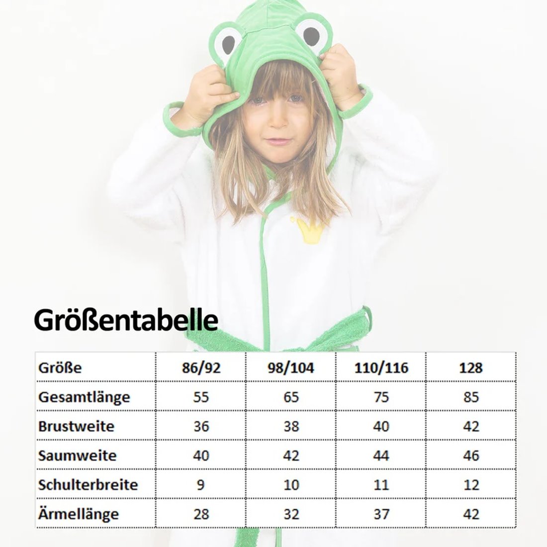 Detailansicht mit Größennagaben – Smithy Baumwollbademantel