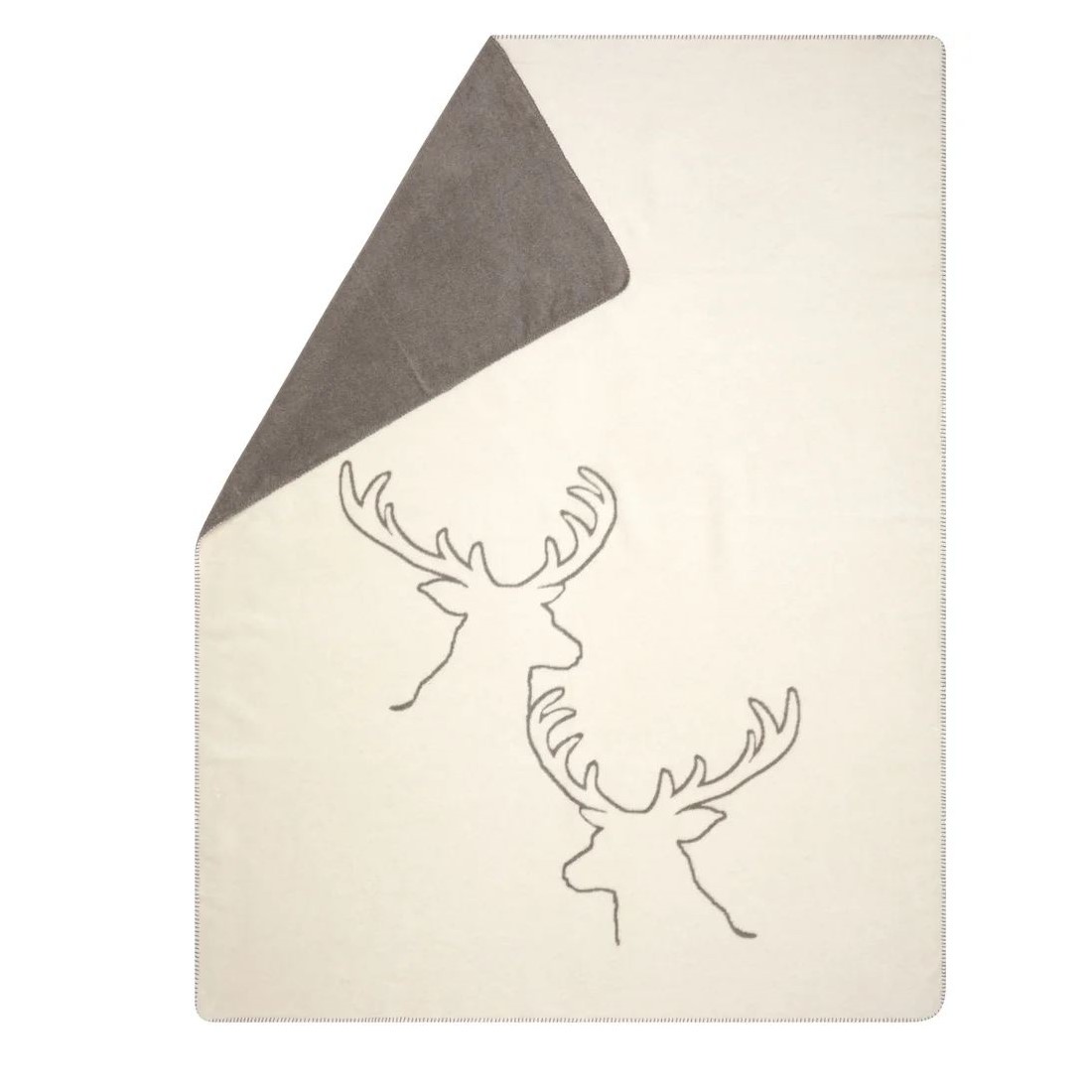Savona Kuscheldecke Hirschköpfe linear GRS von David Fussenegger Farbe rohweiss