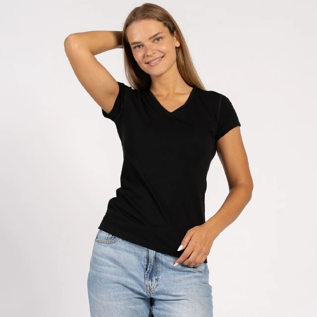 Damen T-Shirt - 100% Merinowolle, V-Ausschnitt