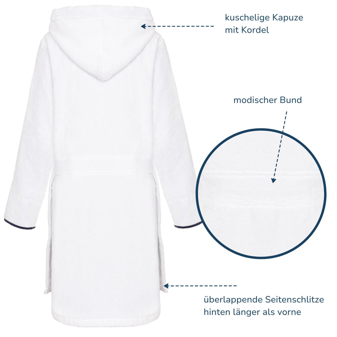 Rückseite Damen Kapuzenbademantel – Smithy Hoodie mit klarer Silhouette & Seitenschlitz