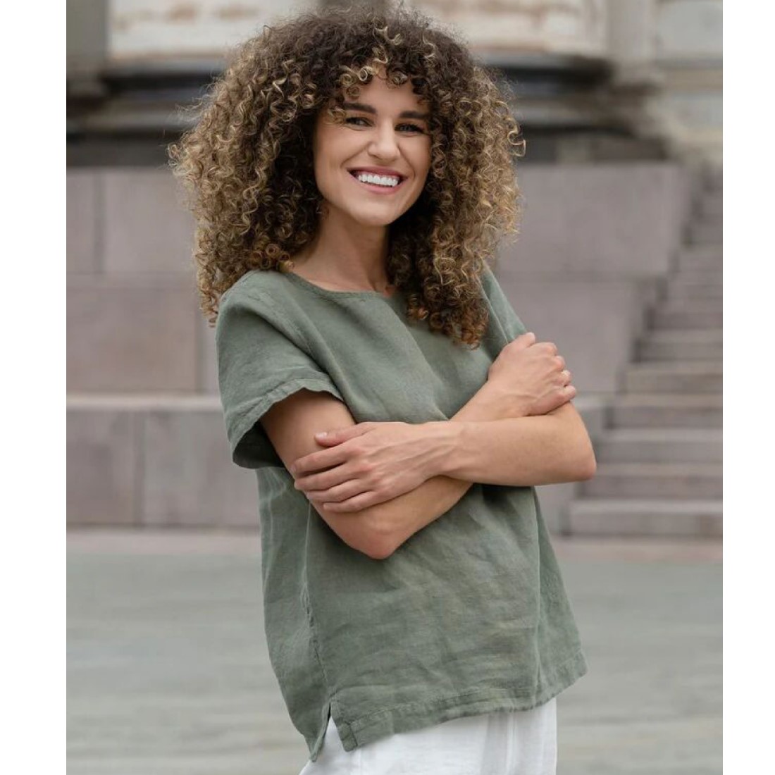 Leinen Damen Top – kühlend, atmungsaktiv
