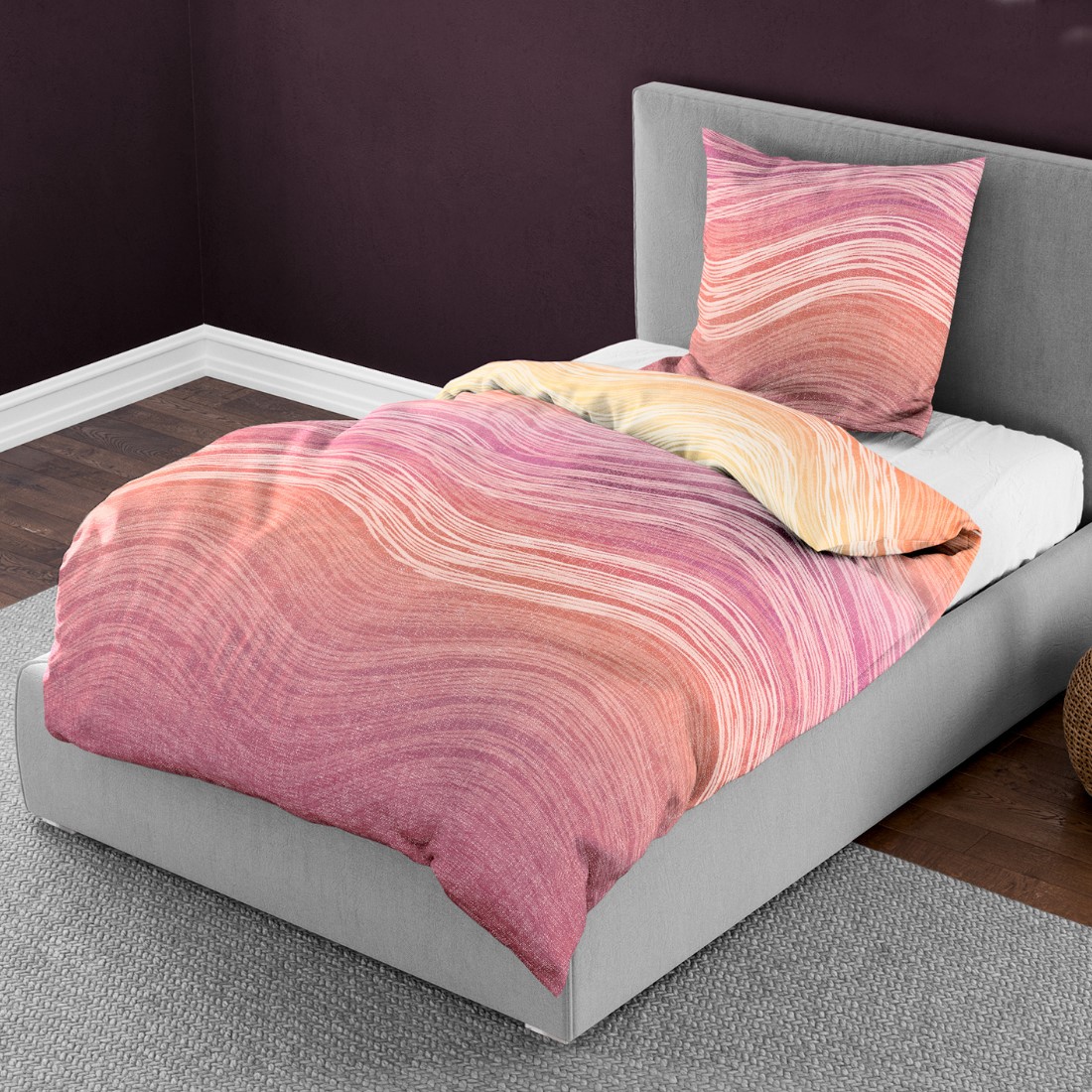 Mako Satin Bettwäsche von Bierbaum mit Bett 4061