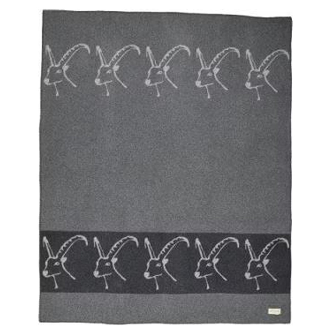 GIAN Wolldecke mit Steinbock-Motiv und Zierstich in Farbe anthrazit-grau