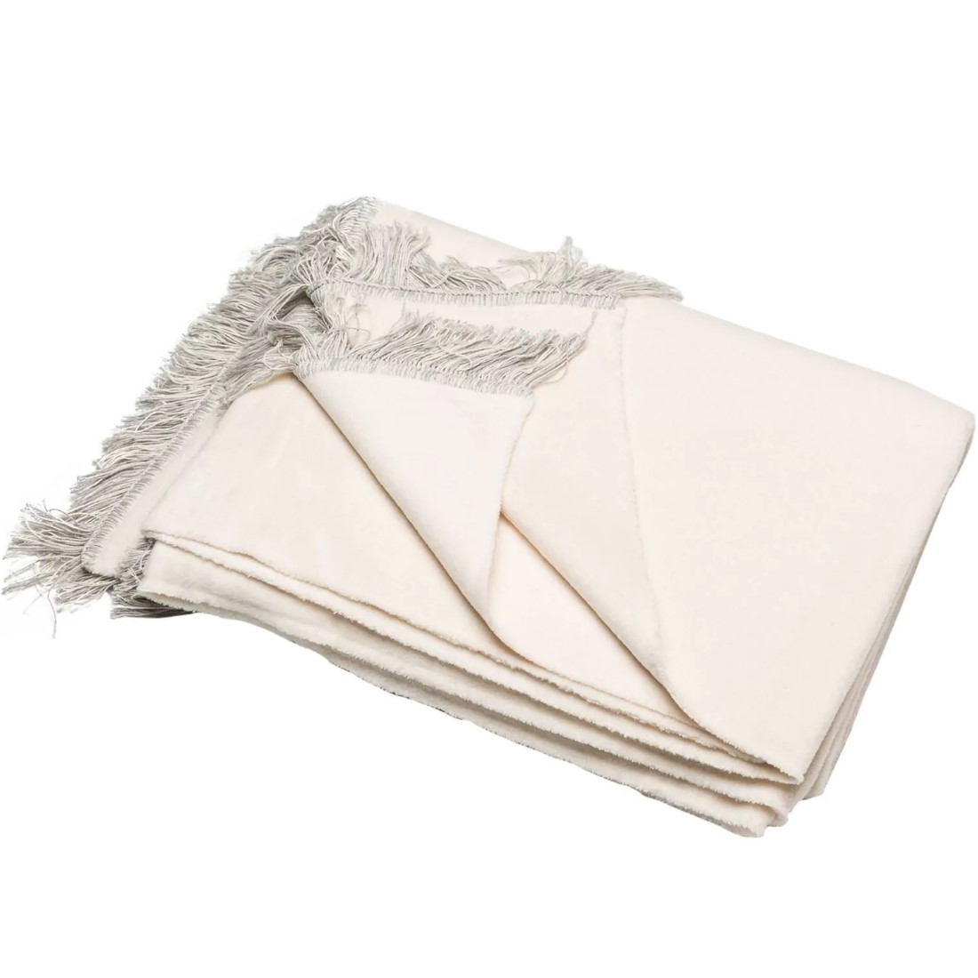 Vienna Wohndecke Uni mit Fransen von Fussenegger