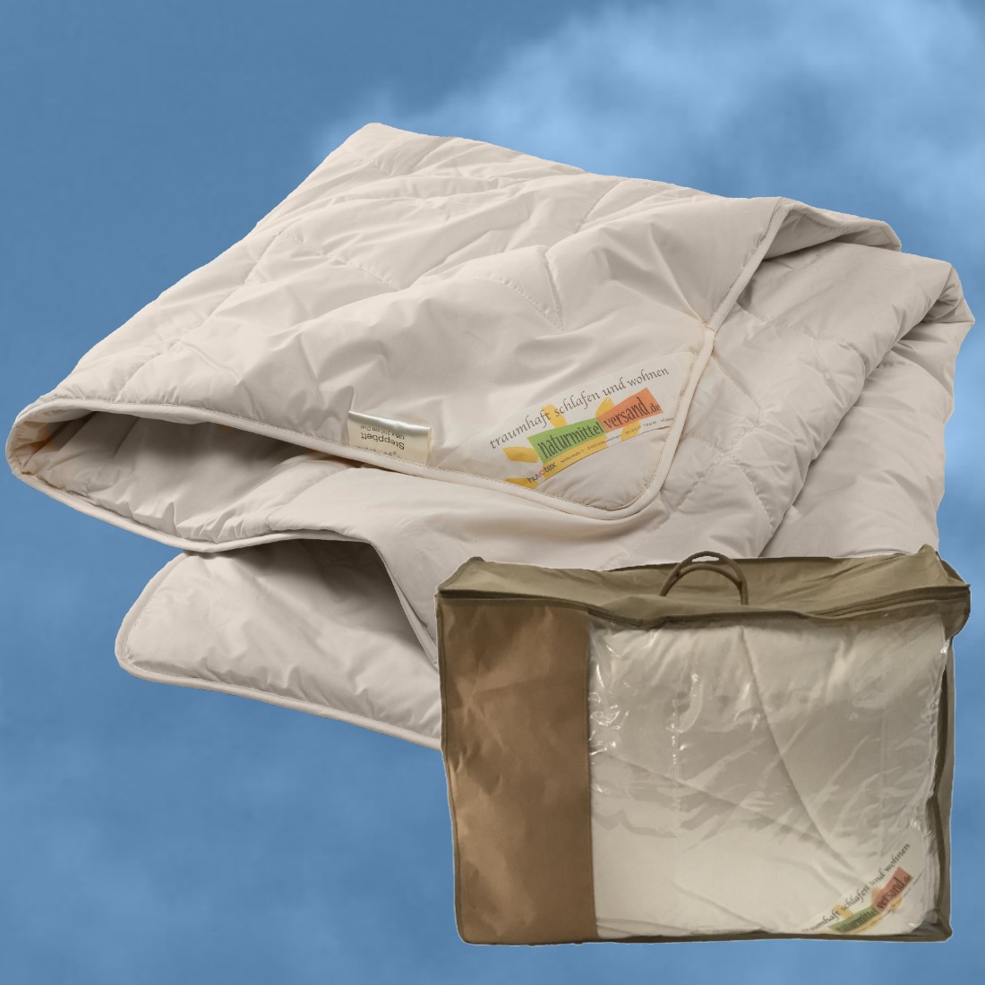 Vegane Tencel Lyocell Sommer bettdecke Achat leicht vor sommerlichem Hintergrund