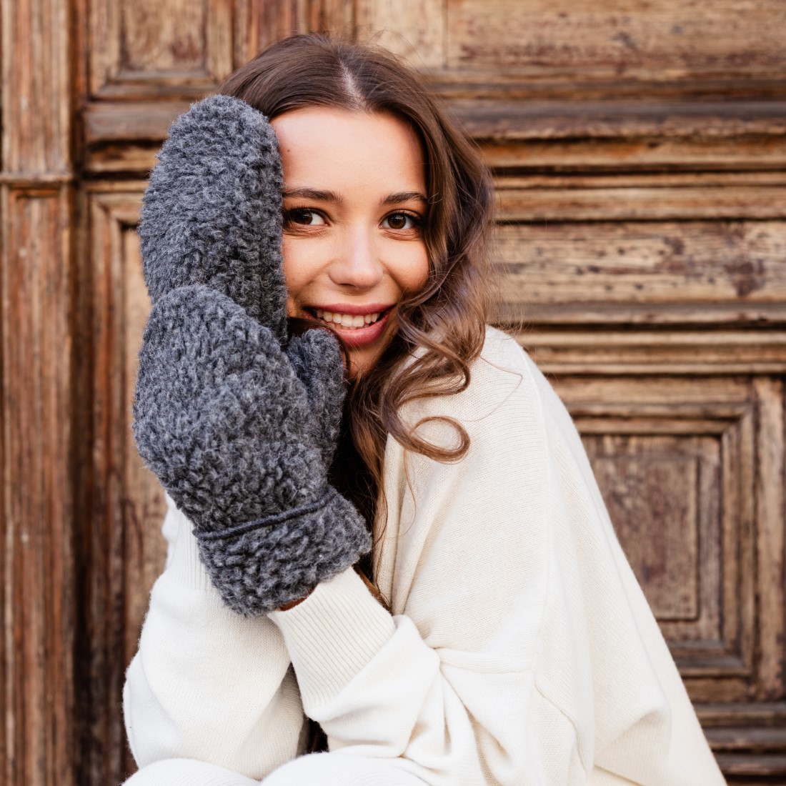 Merino Schafschurwolle Wollflor Handschuhe für Damen und Herren