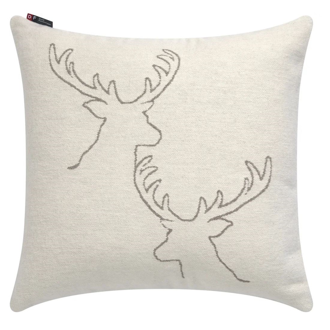 Nova Kissenhuelle Hirschkoepfe linear GRS von David Fussenegger  Farbe rohweiss