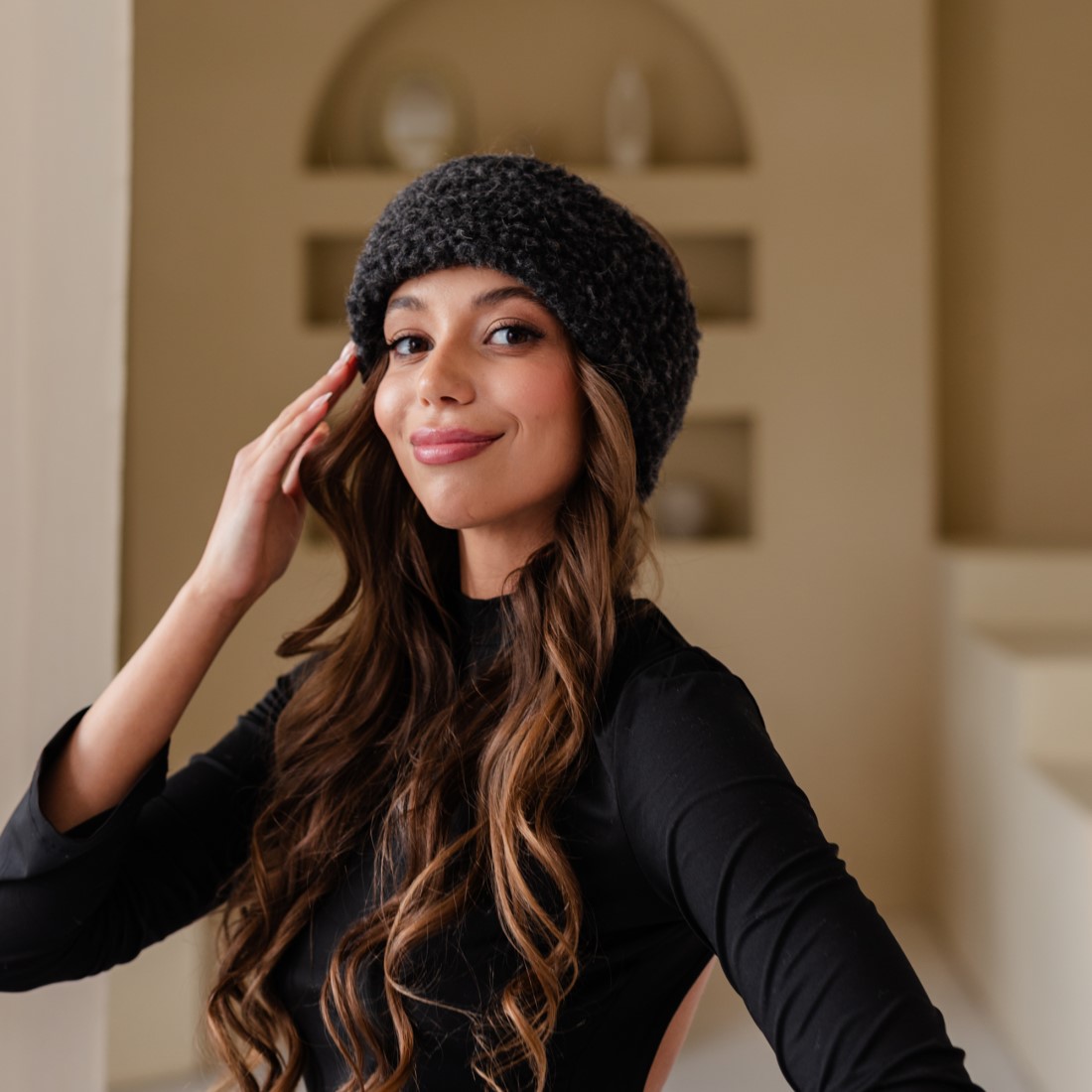 Merino Schafschurwolle Wollflor Stirnband nachhaltig hergestellt modisch und atmungsaktiv