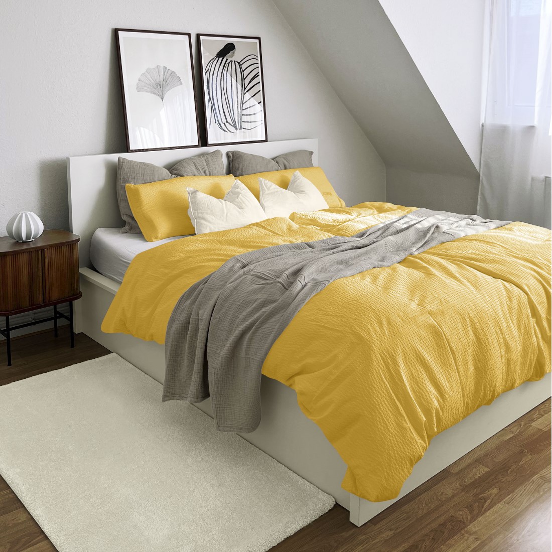 Seersucker Bettwäsche unifarben von Bierbaum