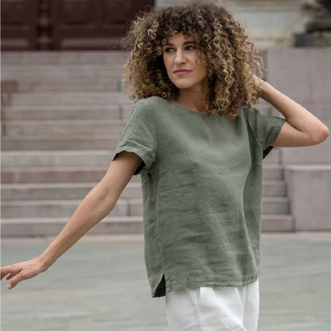 Leinen Damen Top – kühlend, atmungsaktiv