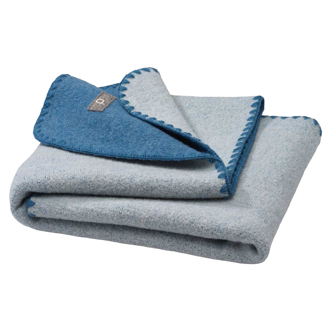 Disana Baby Doubleface Decke aus Bio-Merinowolle taubenblau-natur