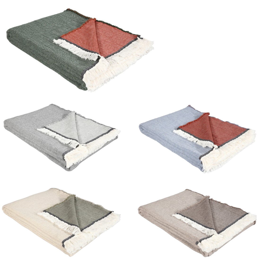 Lily Wohndecke aus Wolle und Baumwolle in fünf Farbkombination von Eskimo
