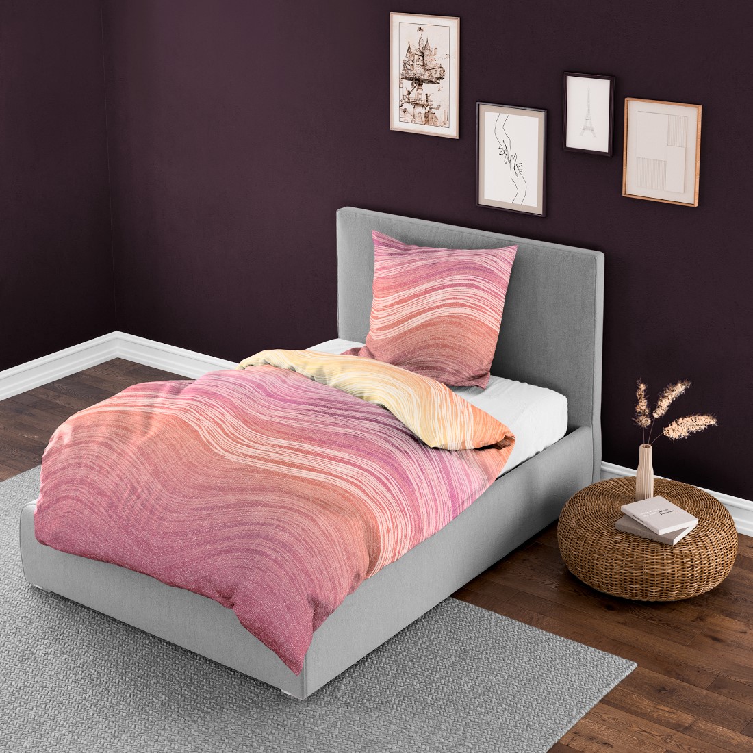 Mako Satin Bettwäsche von Bierbaum im Schlafzimmer 4061