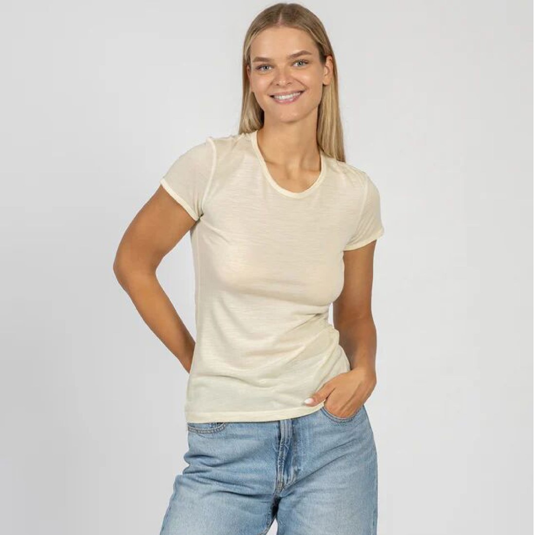 Damen Merino T‑Shirt – 100 % Merinowolle, Rundhals