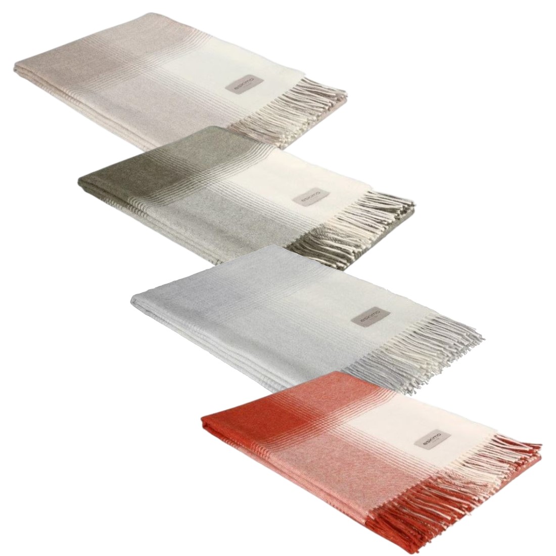 Alpakadecke Cria von Eskimo aus Baby-Alpaka in Karo-Design mit Fransen