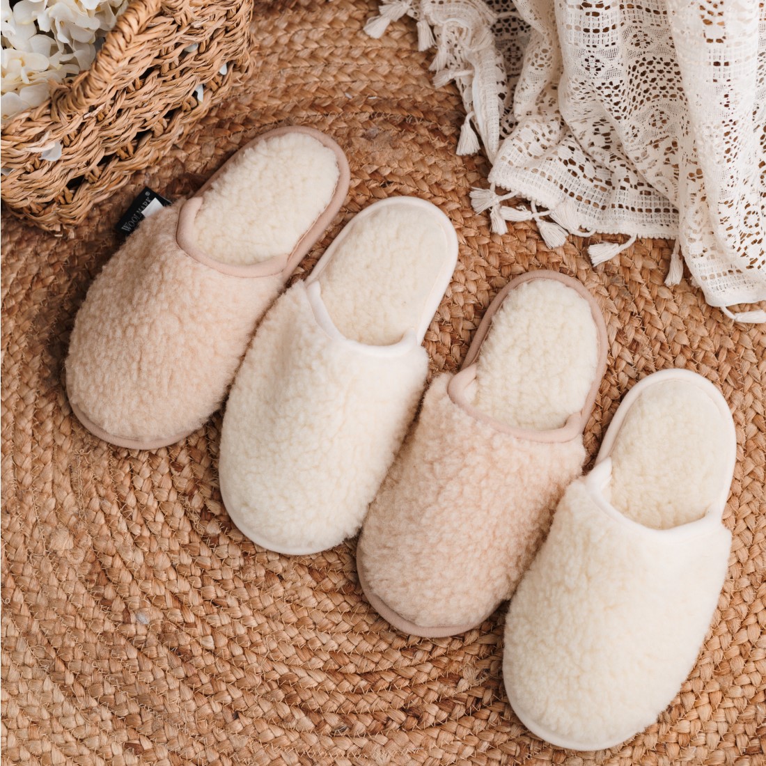 Merino-Wollflor Pantoffeln und Hausschuhe ALPE