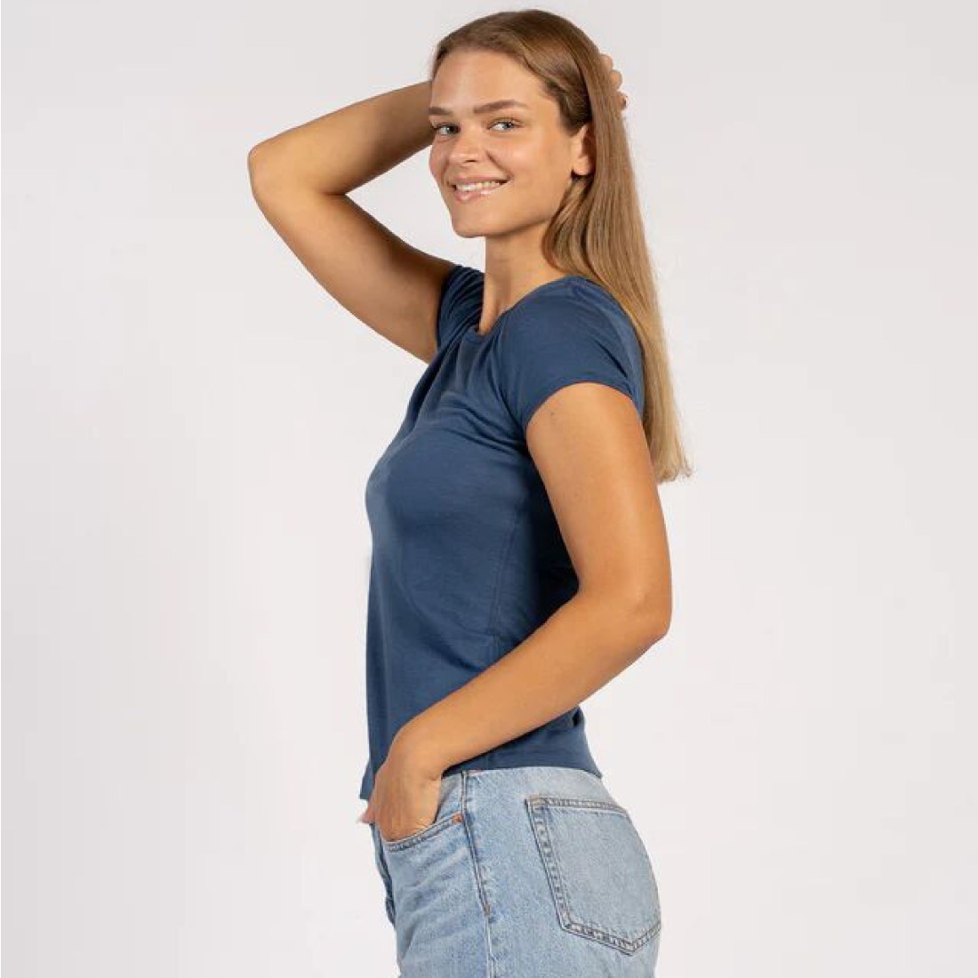 Damen Merino T‑Shirt – 100 % Merinowolle, Rundhals