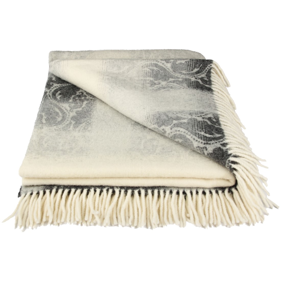 Lammwoll Plaid Rom mit Fransen 140x180 cm