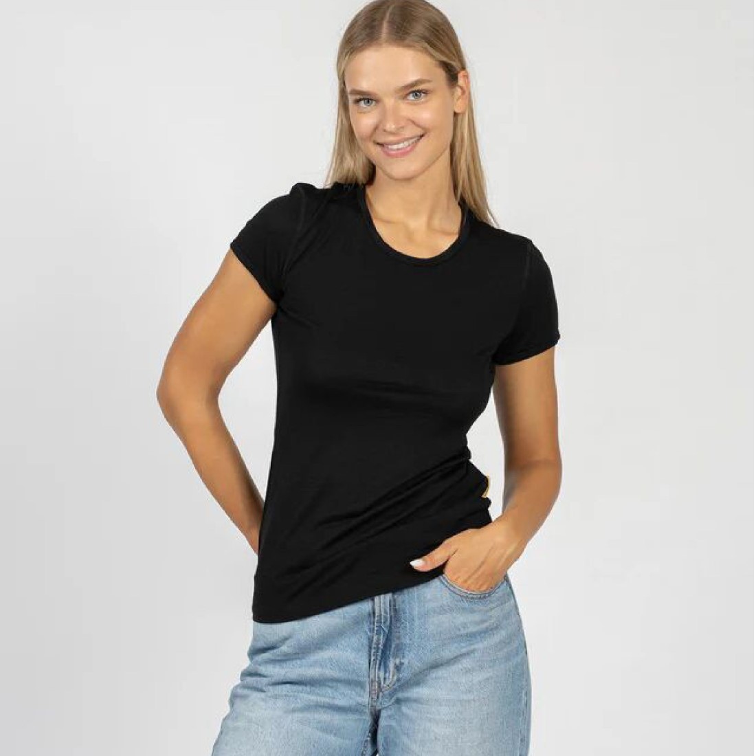 Damen Merino T‑Shirt – 100 % Merinowolle, Rundhals