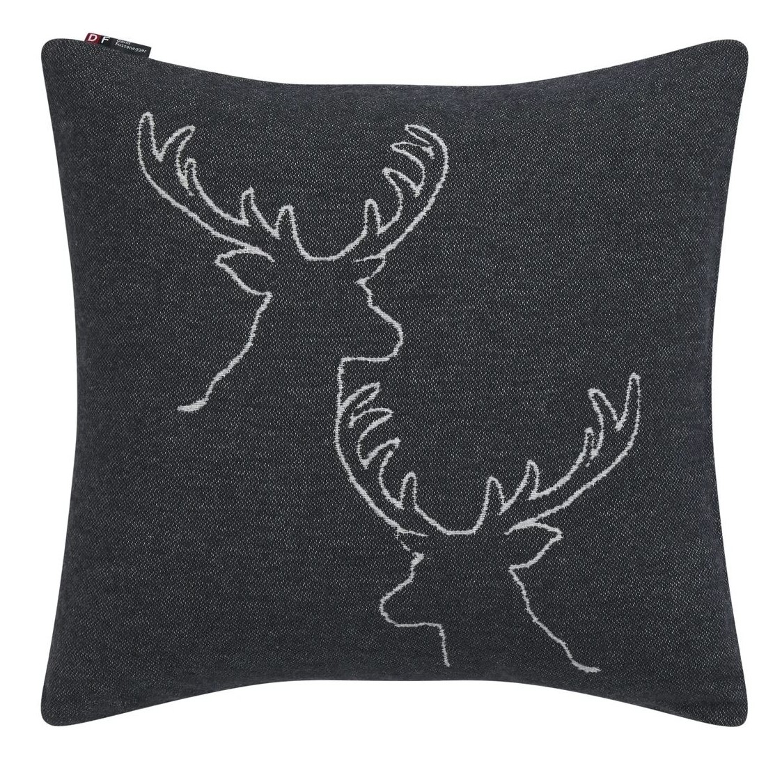 Nova Kissenhuelle Hirschkoepfe linear GRS von David Fussenegger  Farbe anthrazit