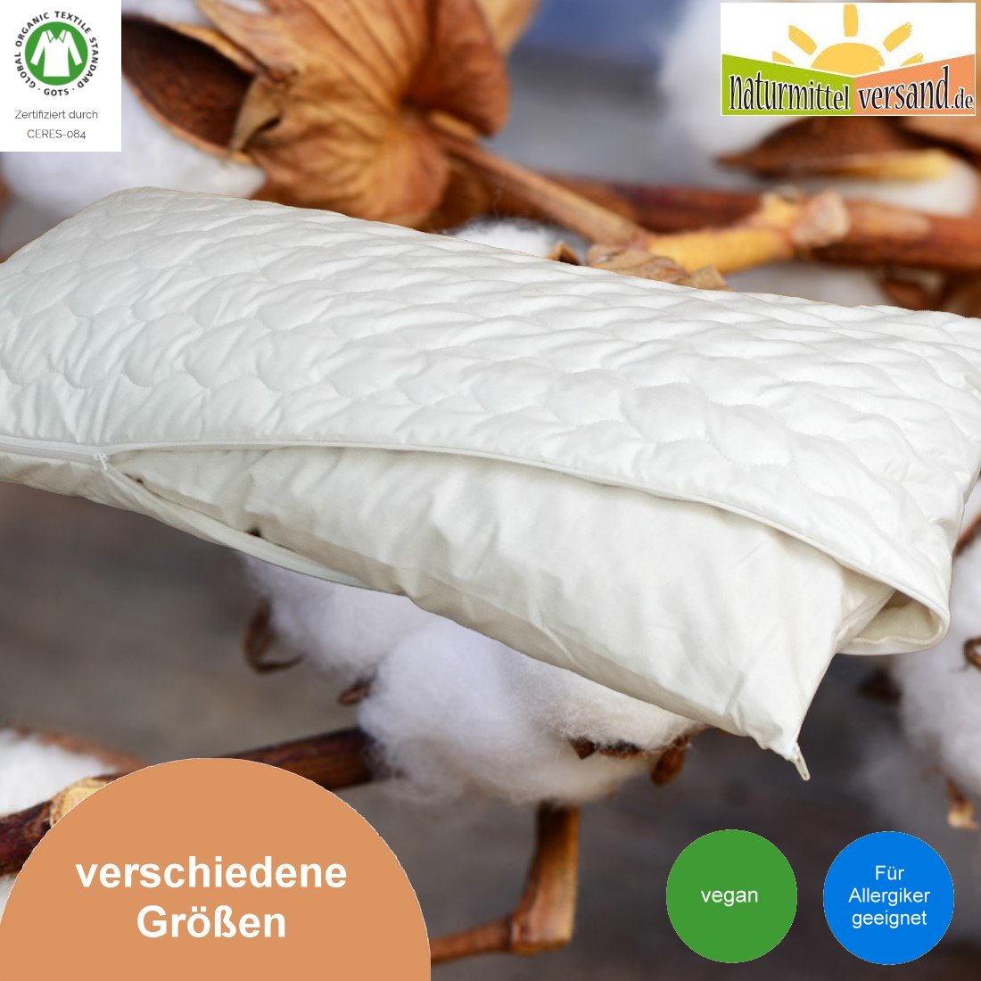 Baumwolle Kopfkissen Inka, Gots zertifiziert